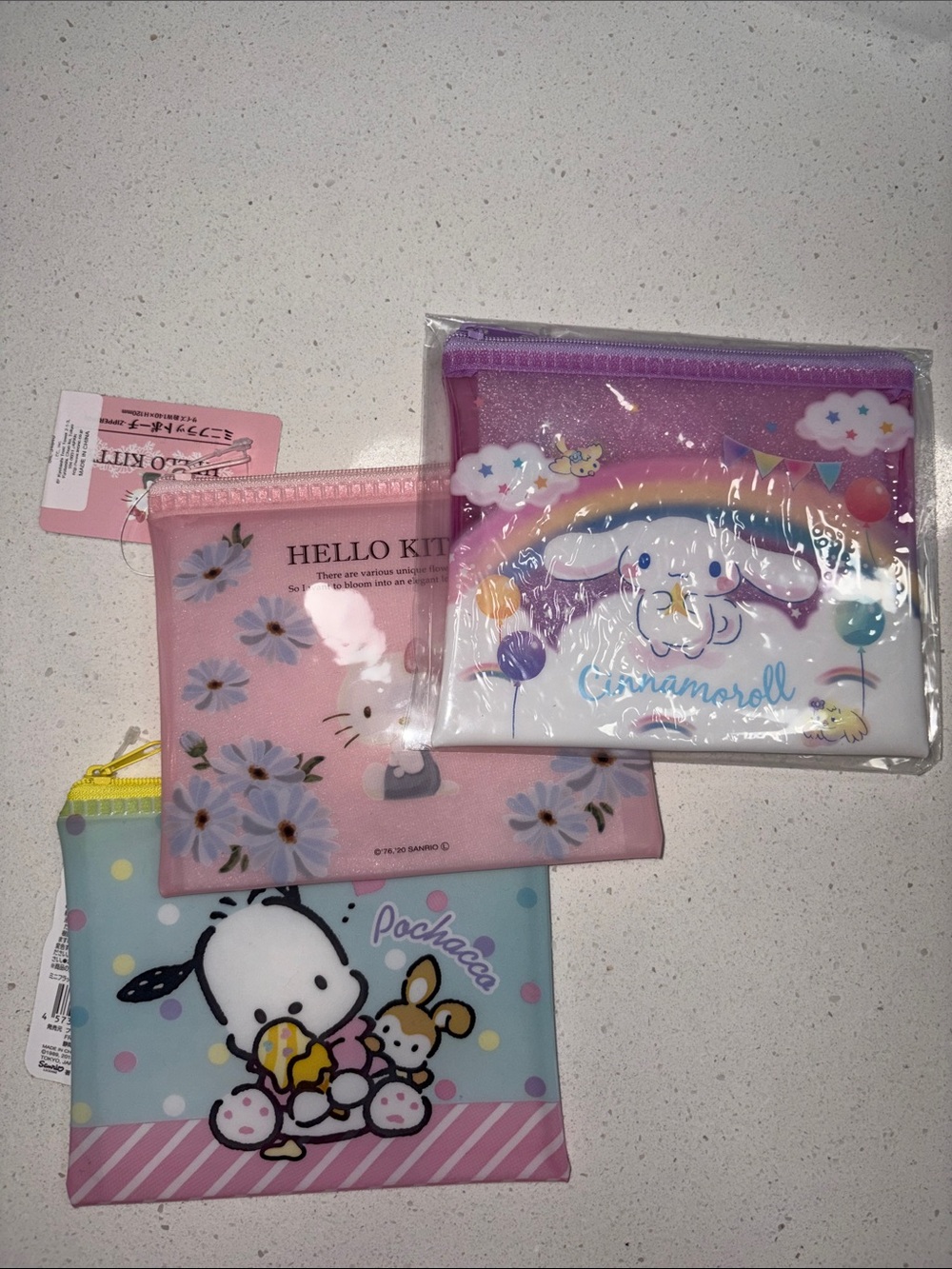 Sanrio Pouch Set - Cinnamoroll, Hello Kitty & Pochacco